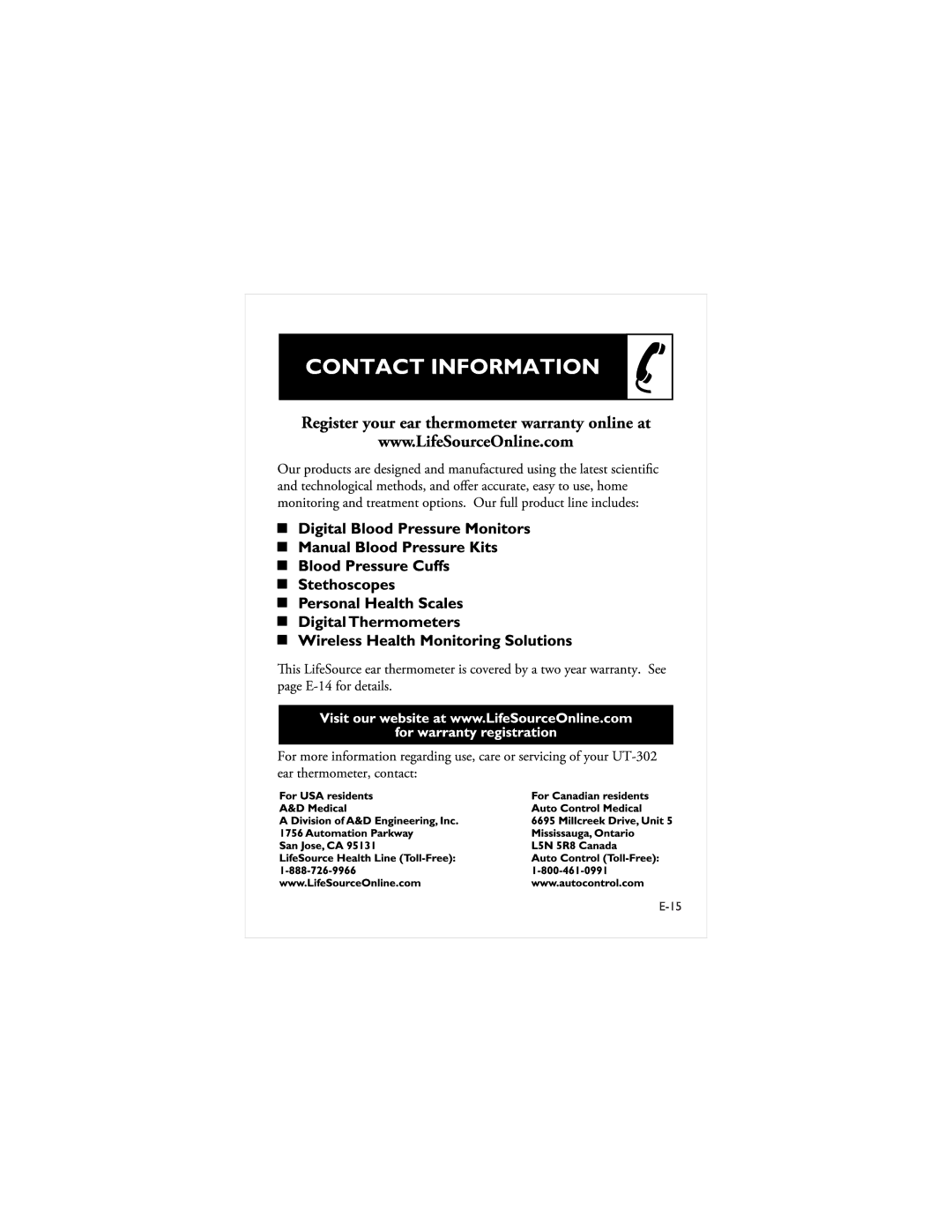 LifeSource UT-302 manual 