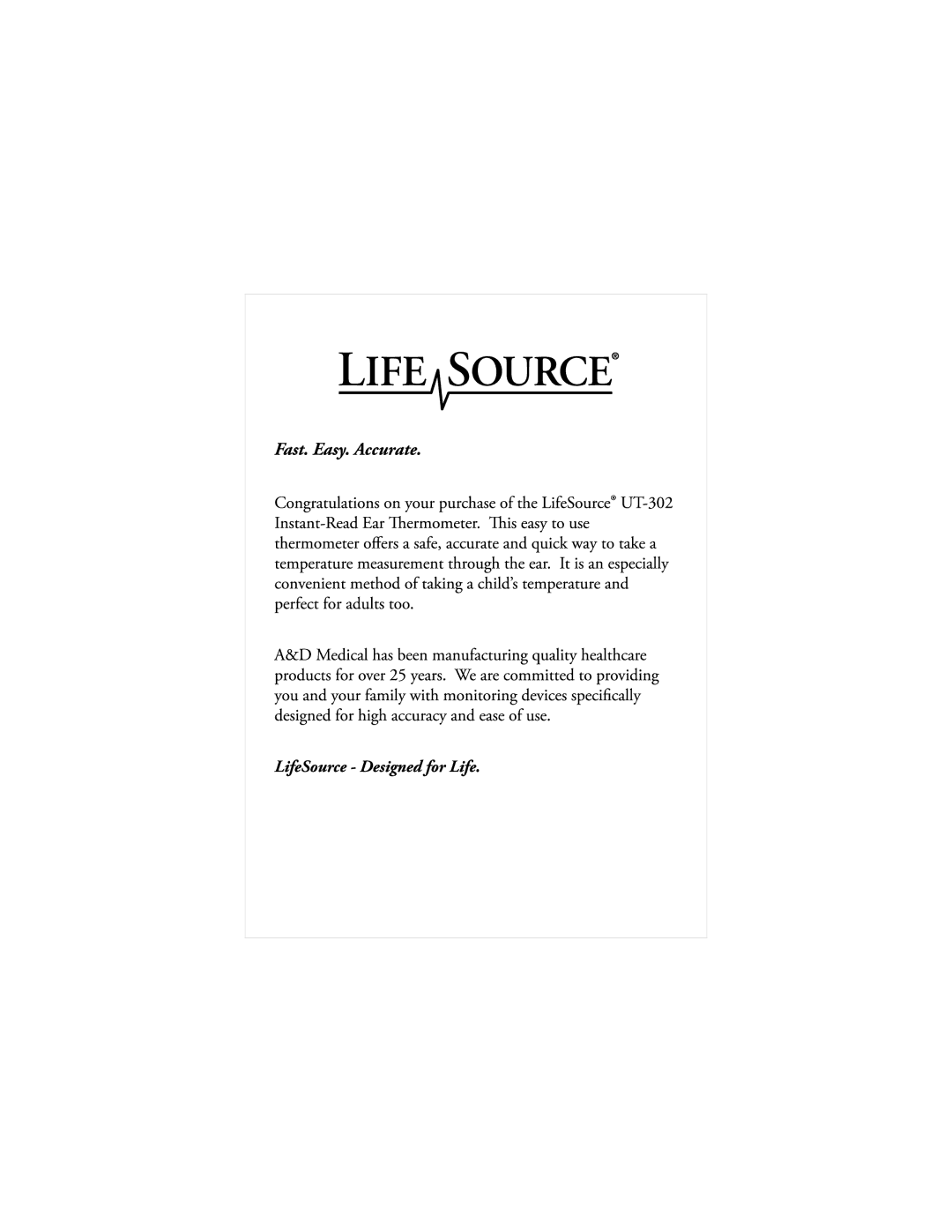 LifeSource UT-302 manual 