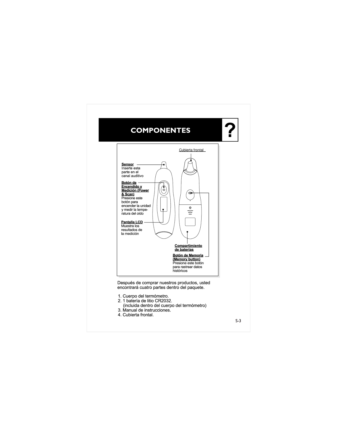 LifeSource UT-302 manual Cubierta frontal 