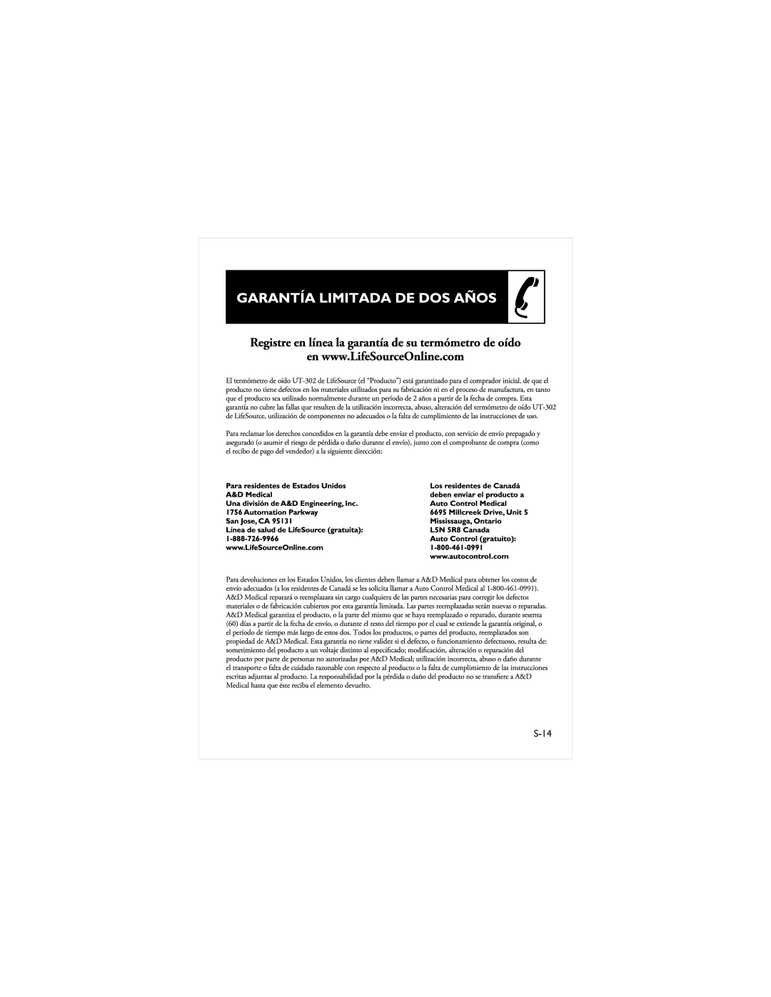 LifeSource UT-302 manual 