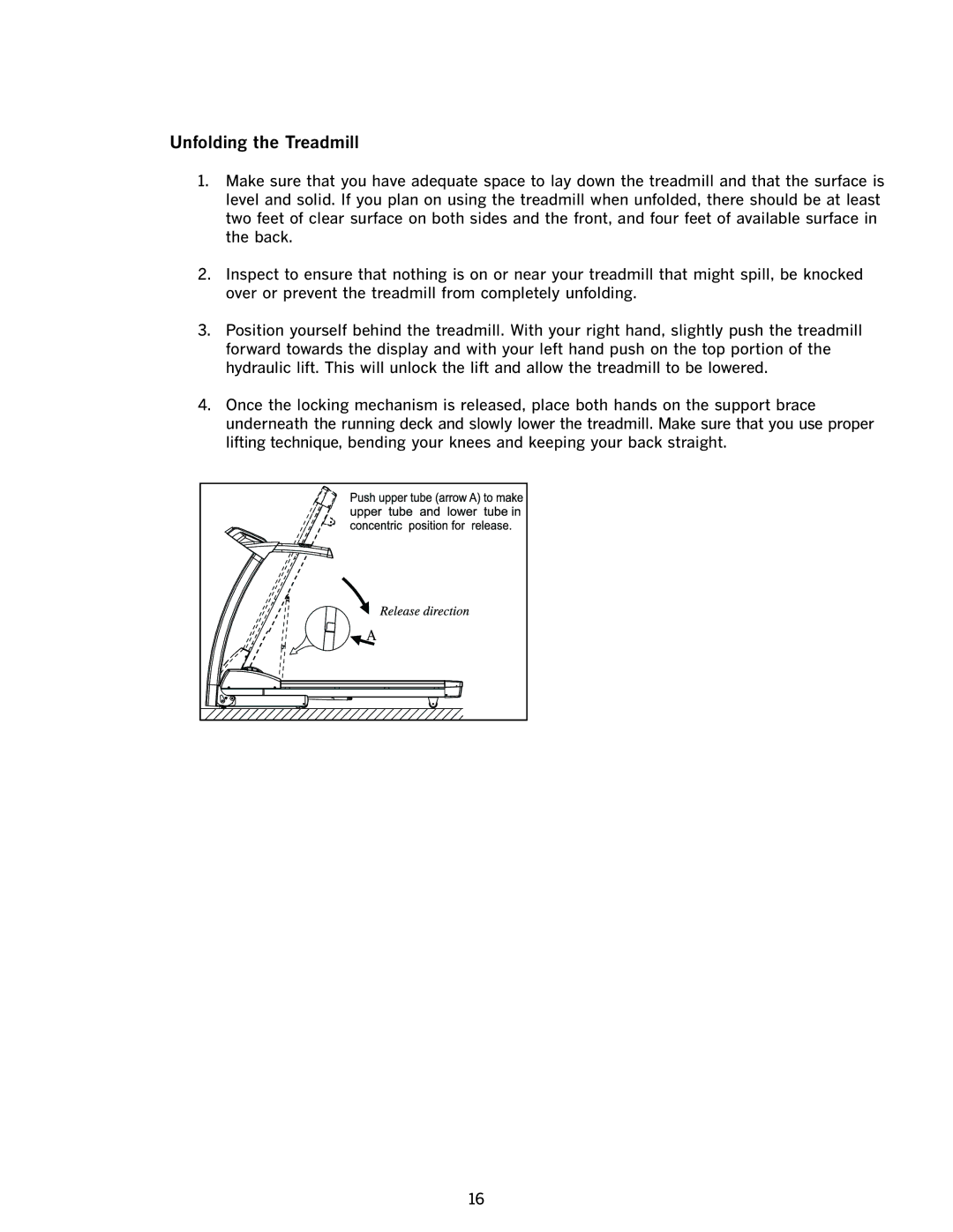 LifeSpan TR-100SL manual Unfolding the Treadmill 