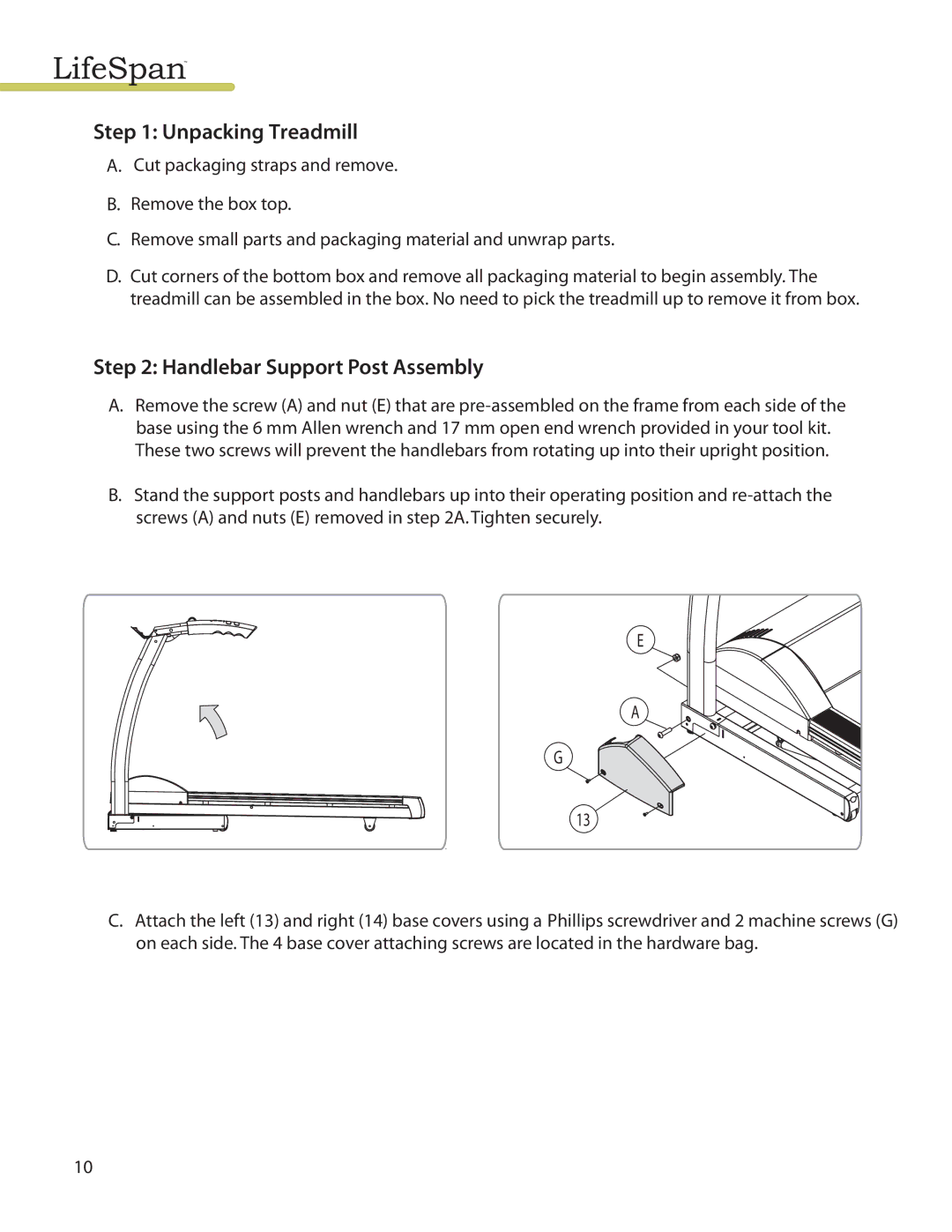 LifeSpan TR1200I manual Unpacking Treadmill 