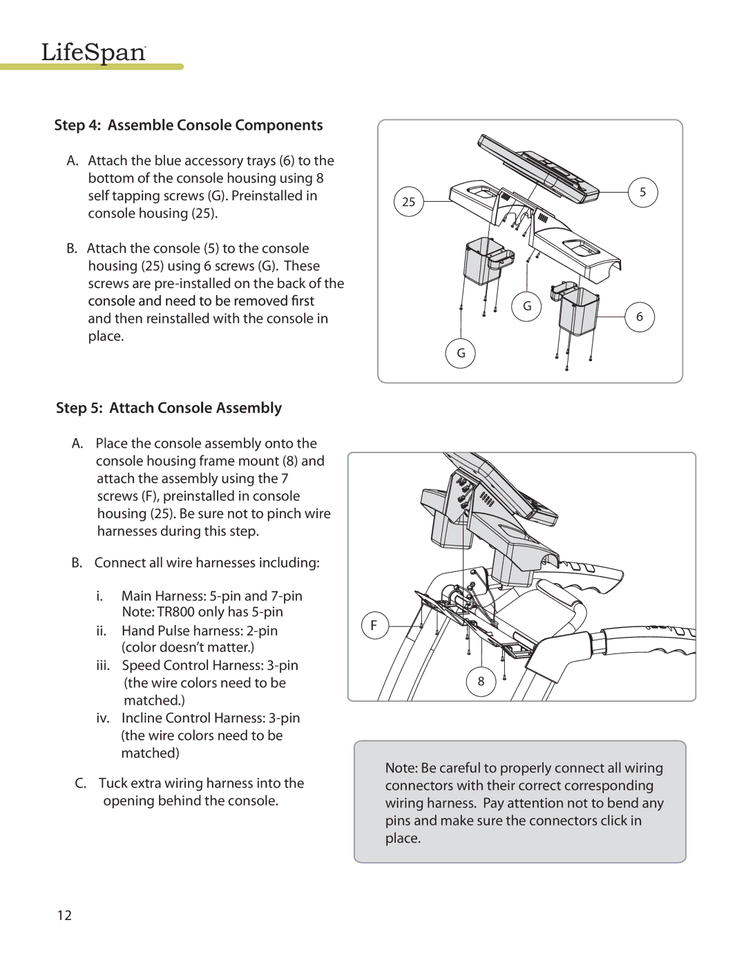 LifeSpan TR1200I manual Assemble Console Components, Attach Console Assembly 