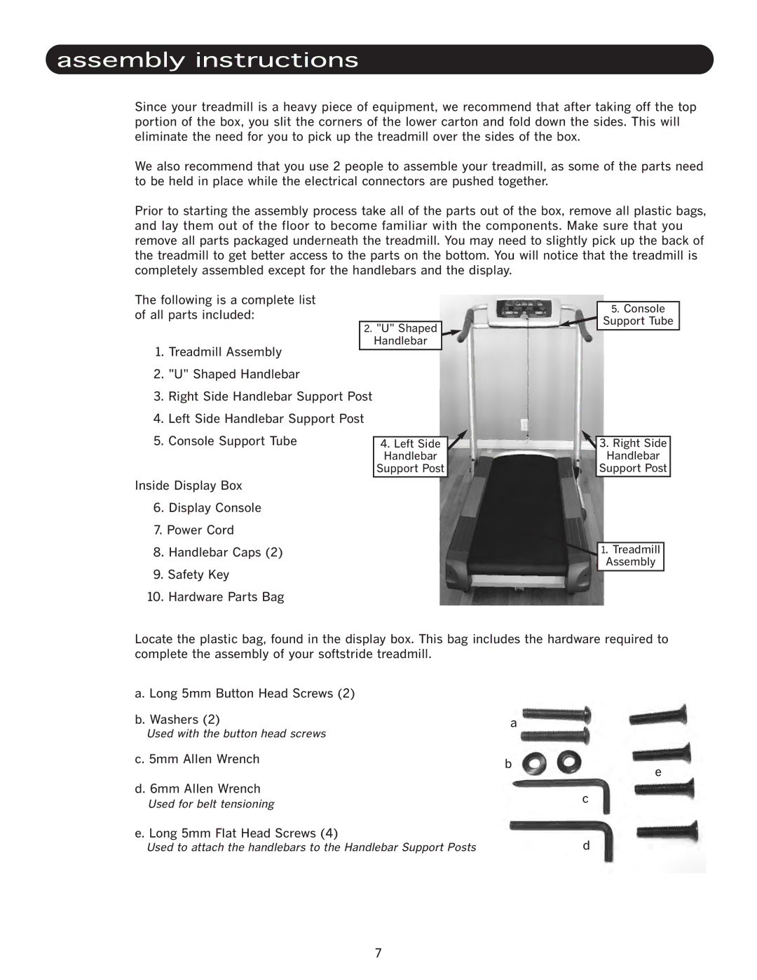 LifeSpan TR1550-SL manual Treadmill Assembly 