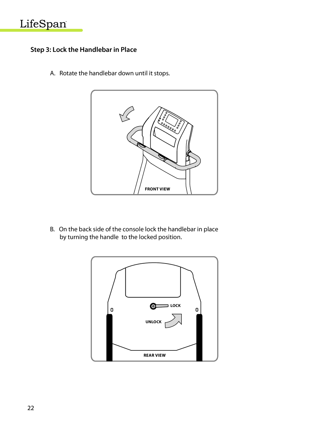 LifeSpan TR200 manual Lock the Handlebar in Place 