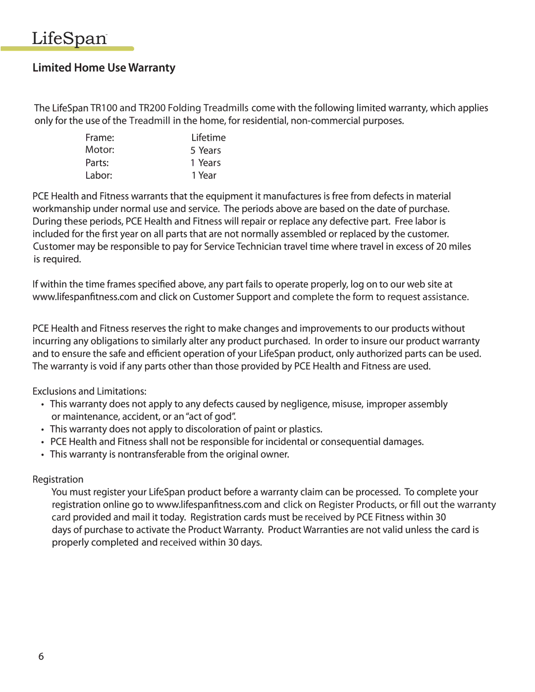 LifeSpan TR200 manual Motor Complete the form to request assistance Card 