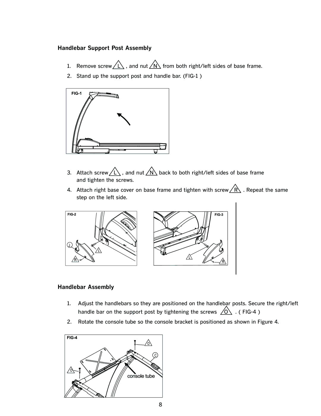 LifeSpan TR2250-HRC manual Handlebar Support Post Assembly, Handlebar Assembly 