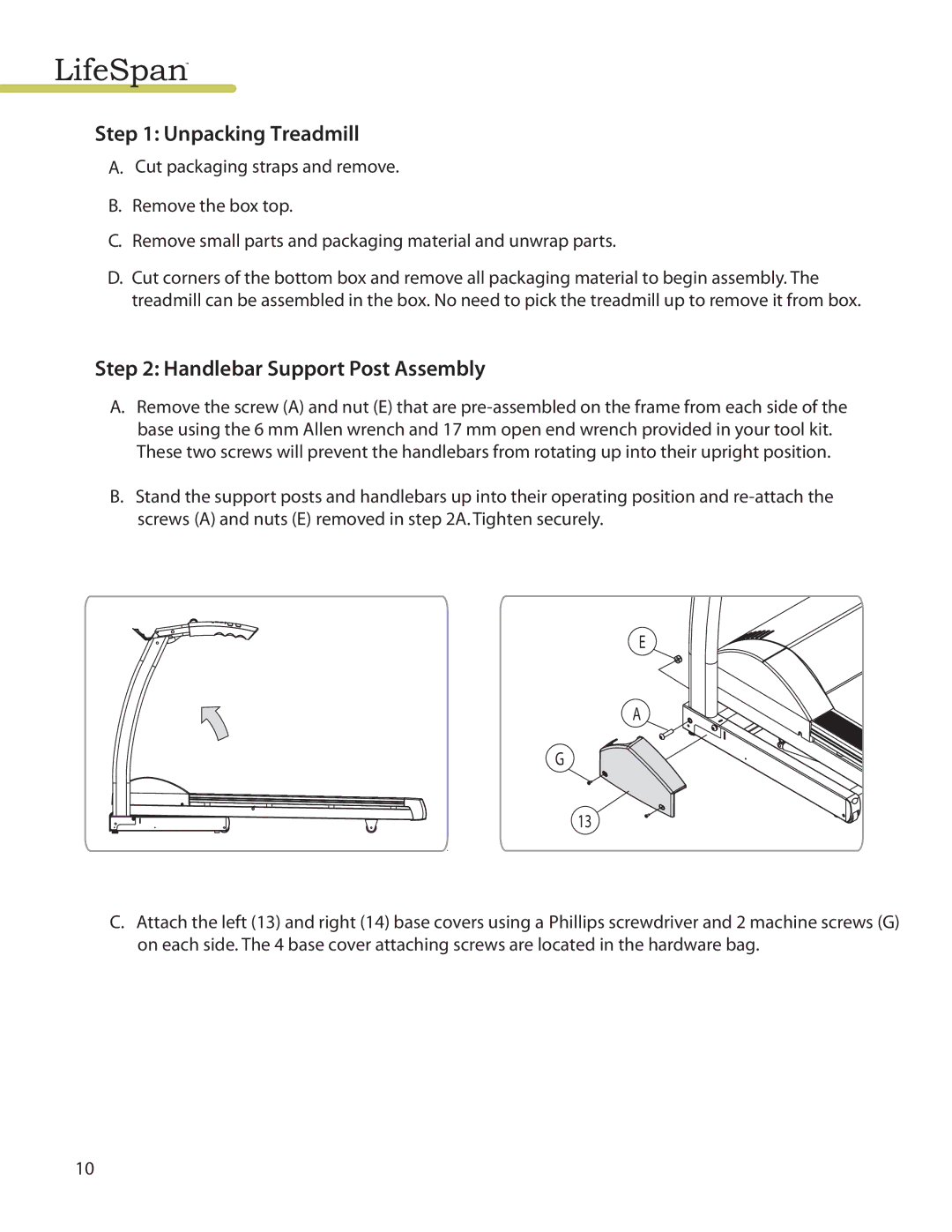 LifeSpan TR4000I manual Unpacking Treadmill 