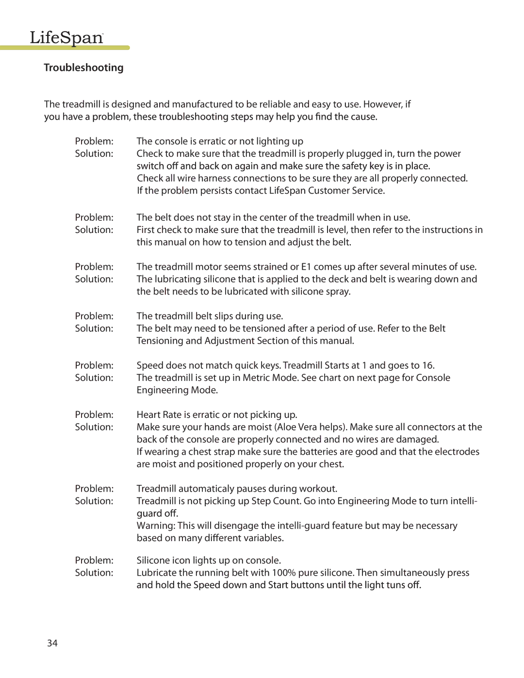 LifeSpan TR4000I manual Troubleshooting 