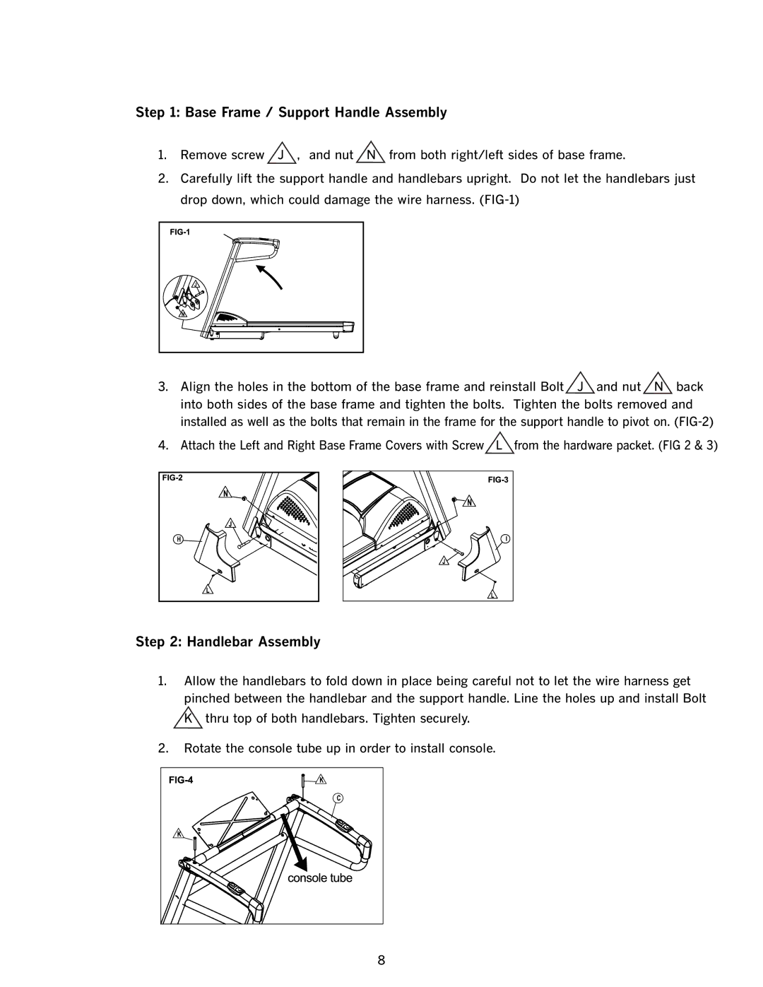 LifeSpan TR500, TR1000-TV manual Base Frame / Support Handle Assembly, Handlebar Assembly 