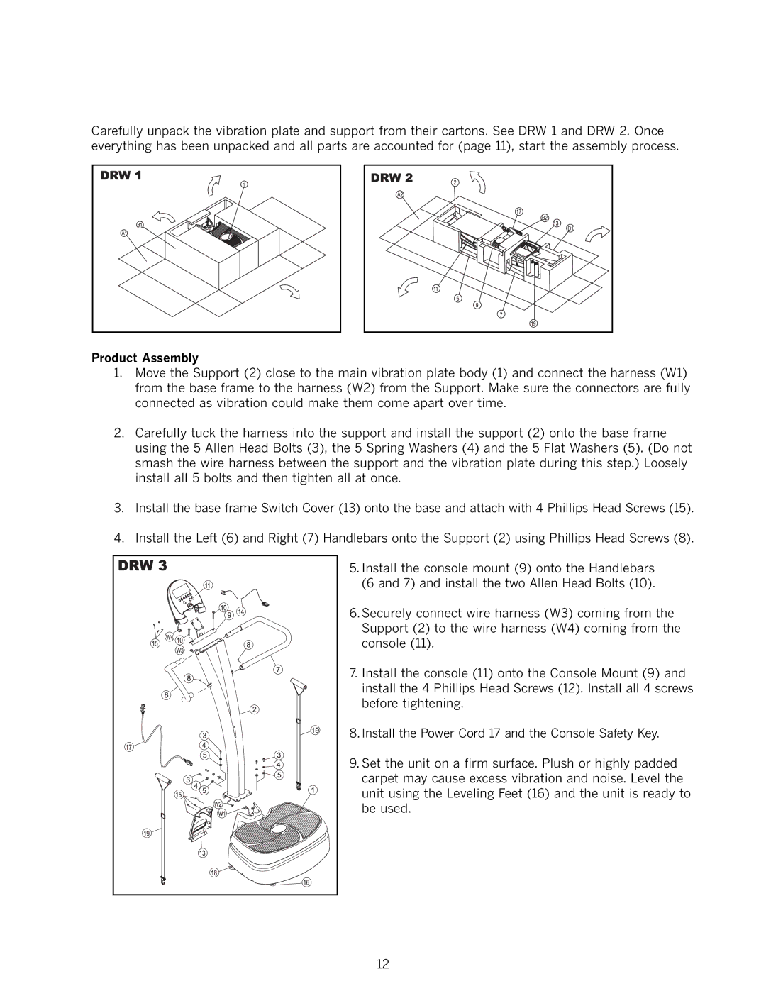 LifeSpan VP1000 manual Product Assembly 