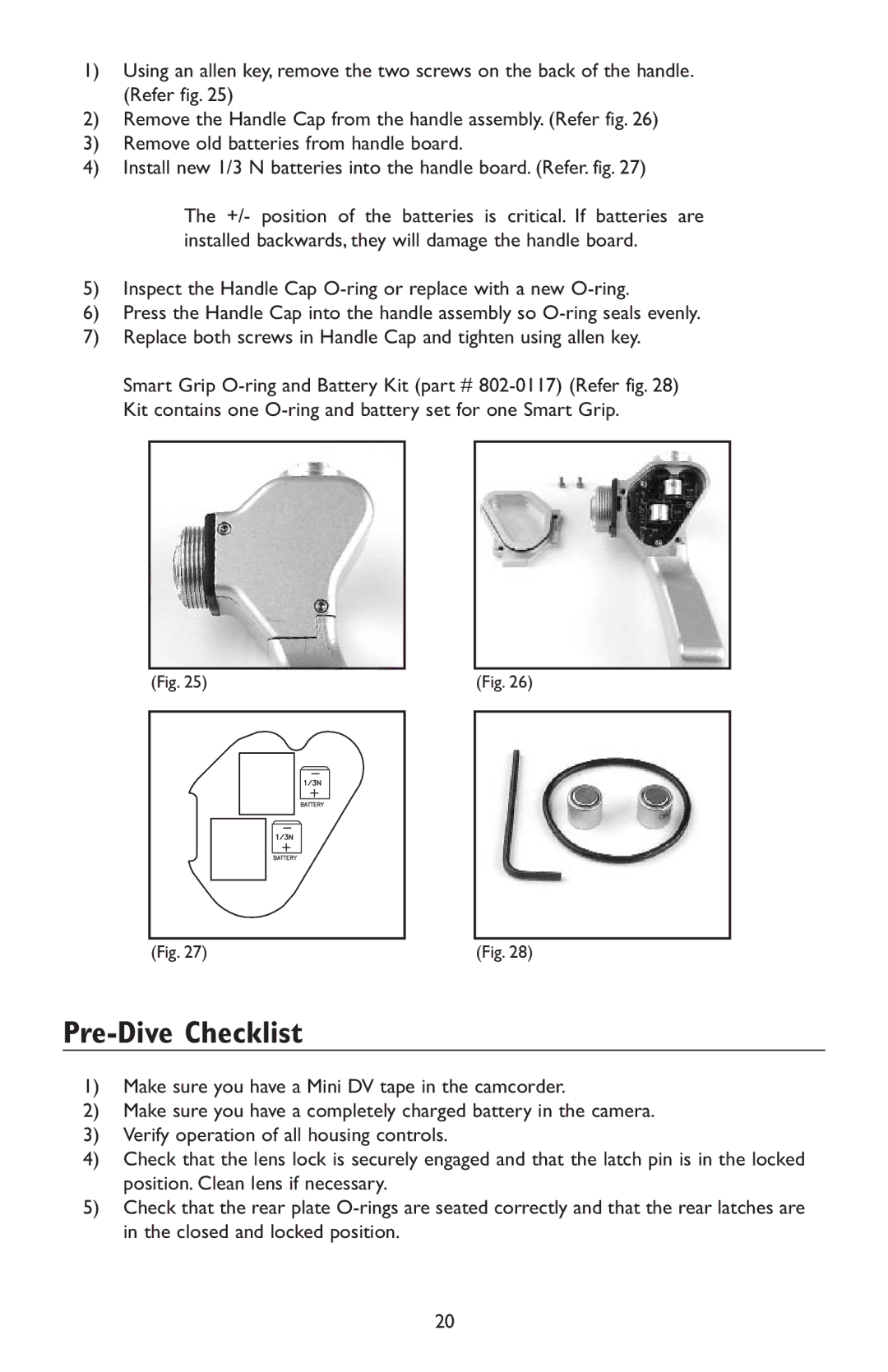 Light & Motion HC3 manual Pre-Dive Checklist 