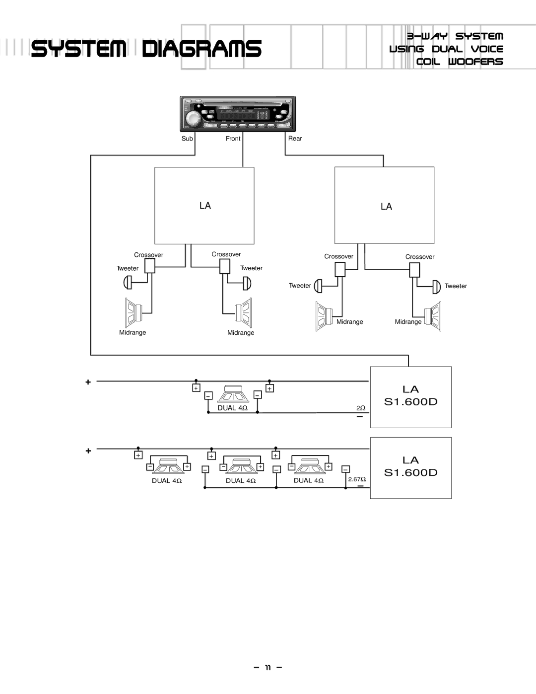 Lightning Audio S1.1000D, S1.600D manual Way System Using duAl Voice Coil Woofers 