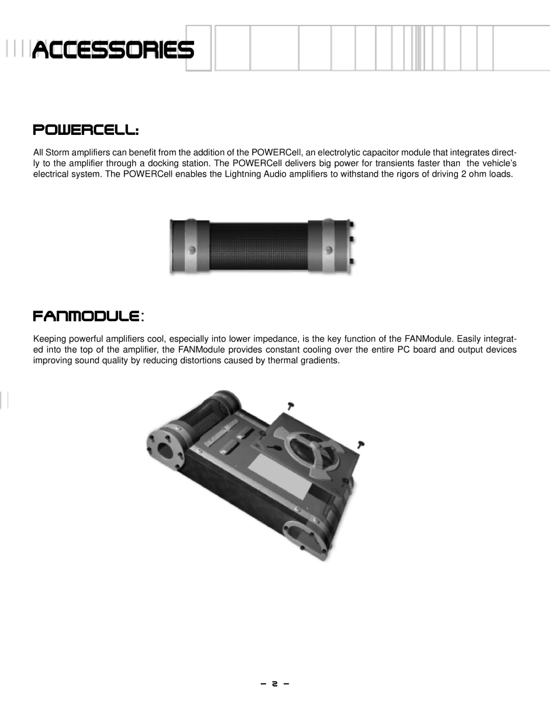 Lightning Audio S1.600D, S1.1000D manual Accessories, POWERCell 