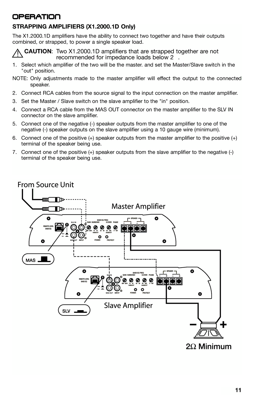 Lightning Audio X1.1000.1D, X1.800.4, X1.400.2 manual Strapping Amplifiers X1.2000.1D Only 