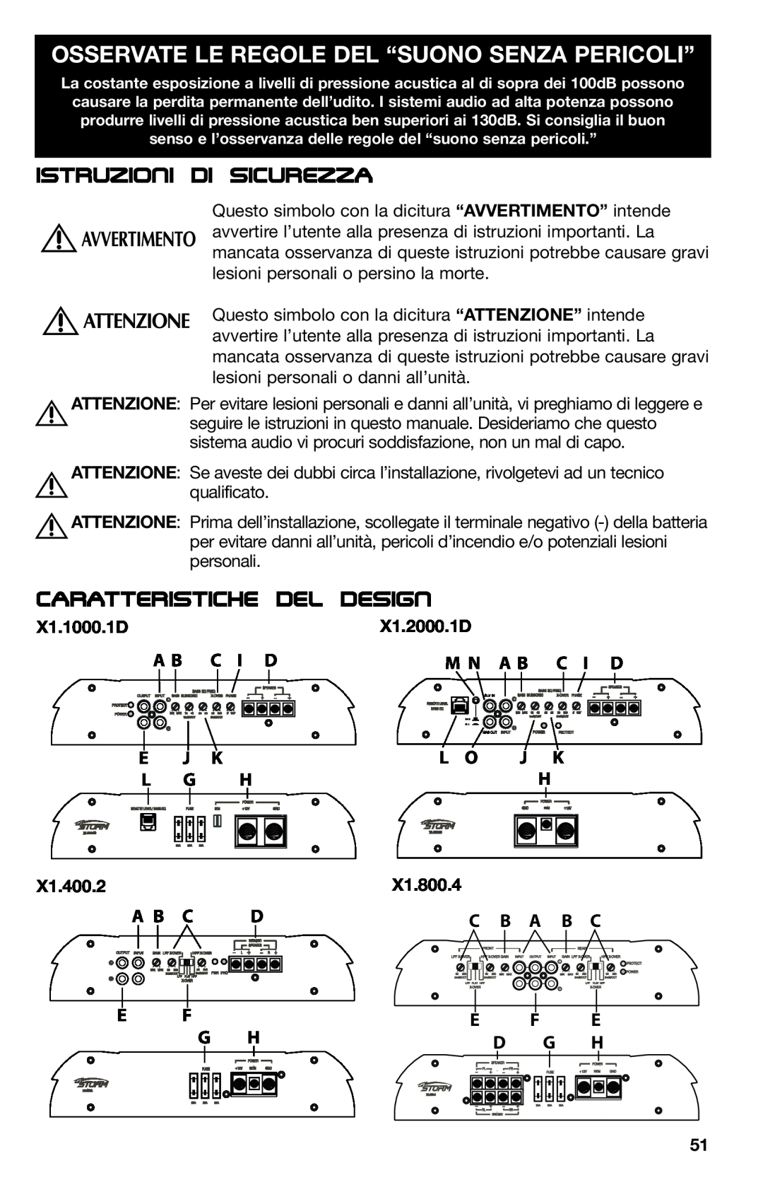 Lightning Audio X1.1000.1D Osservate Le Regole Del “Suono Senza Pericoli”, Istruzioni di Sicurezza, Caratteristiche del 