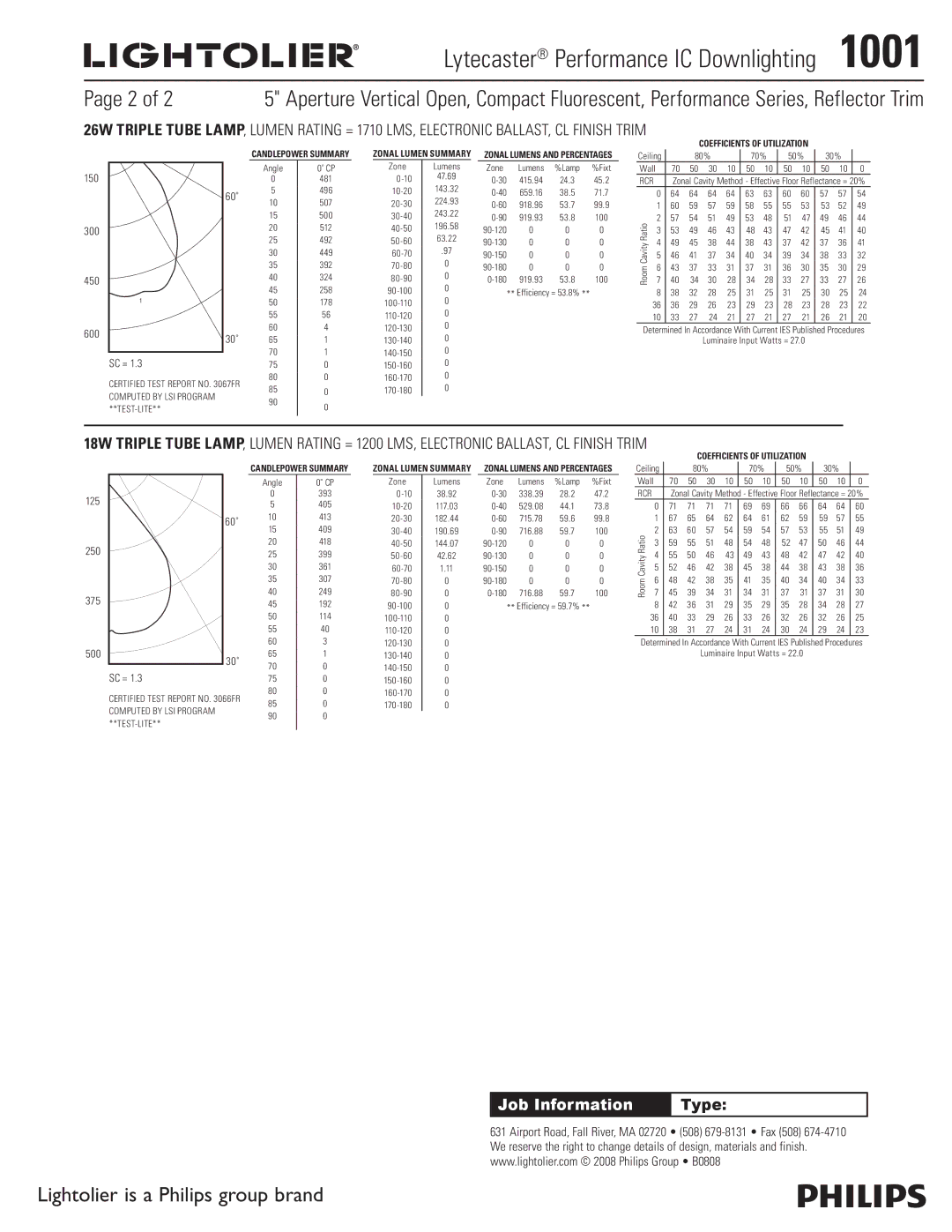 Lightolier 1001 specifications Lytecaster Performance IC Downlighting  