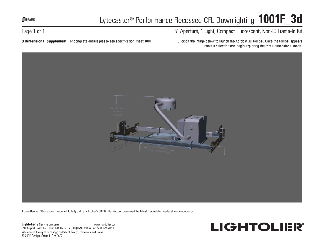 Lightolier 1001F_3d specifications Page of 