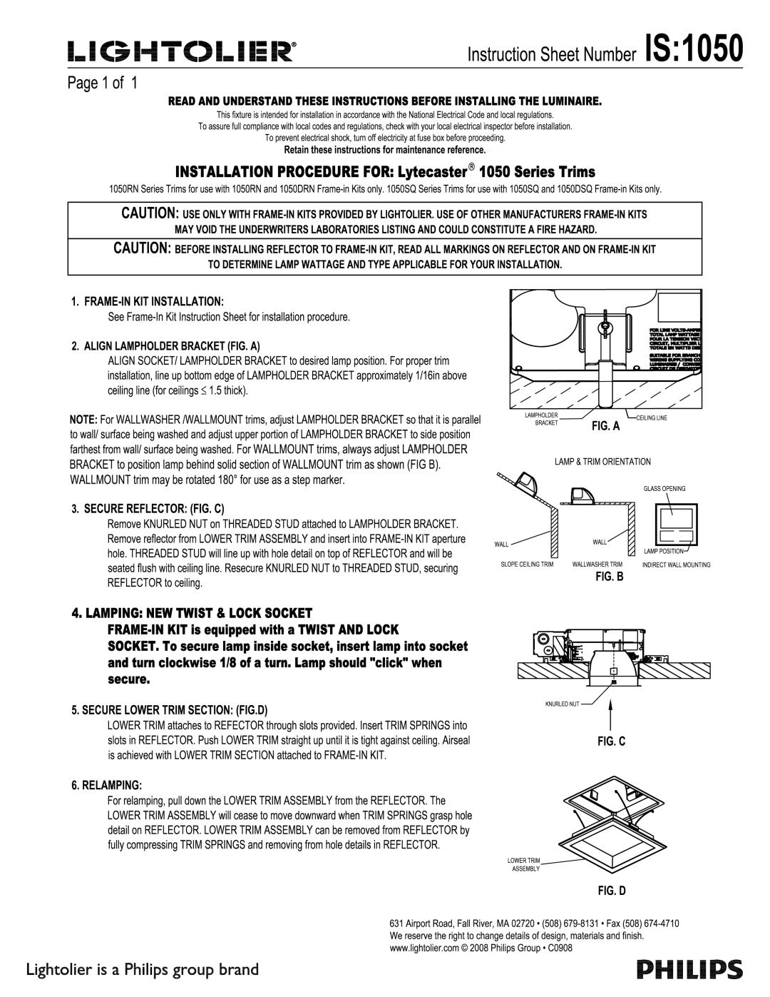 Lightolier 1050 Series manual 