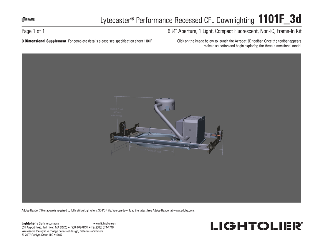 Lightolier 1101F_3d specifications Page of 