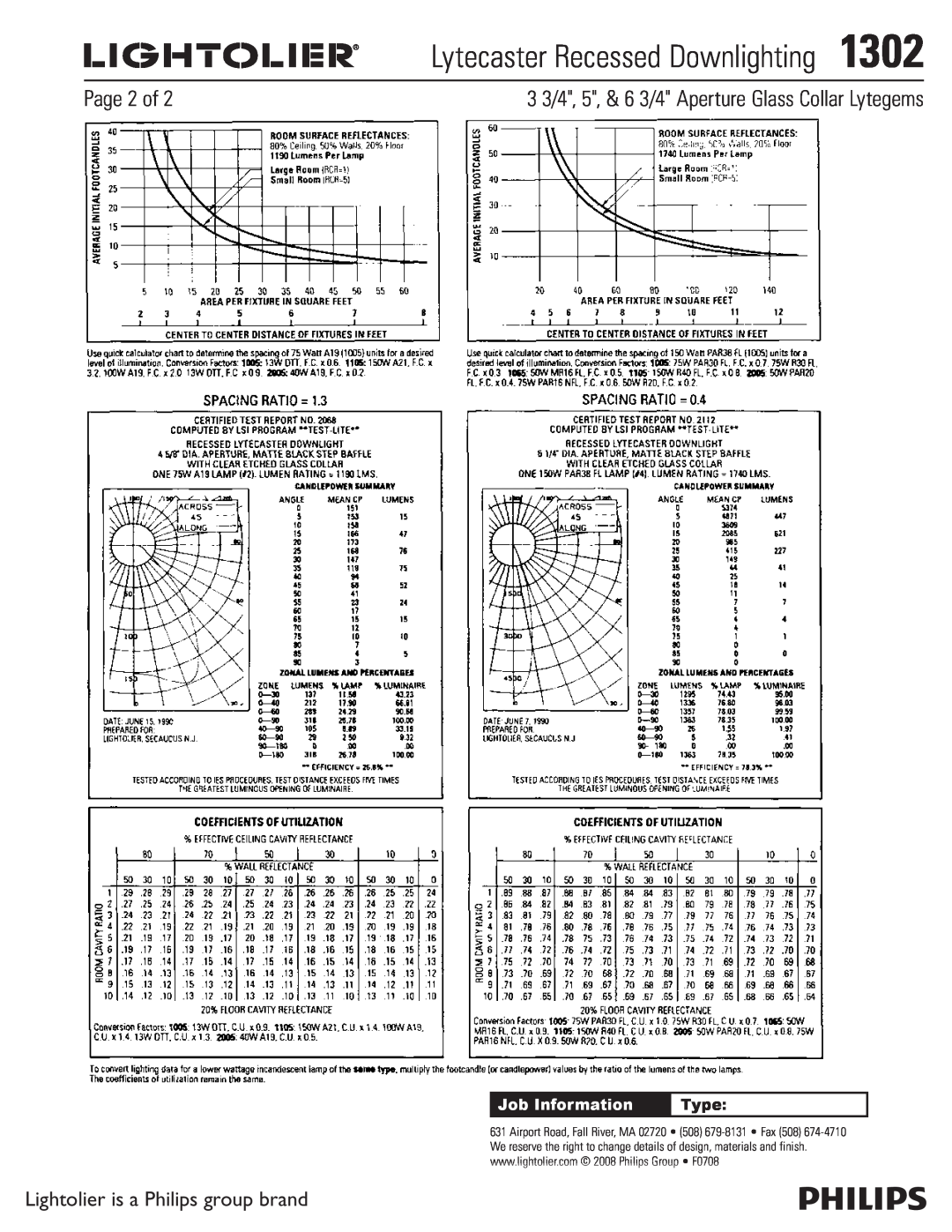 Lightolier Page 2 of, Lytecaster Recessed Downlighting1302, 3 3/4, 5, & 6 3/4 Aperture Glass Collar Lytegems, Type 