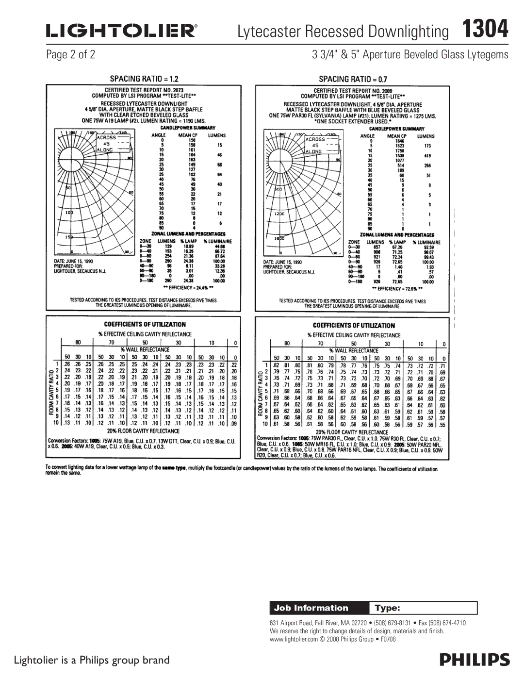 Lightolier 1304 specifications Lytecaster Recessed Downlighting 