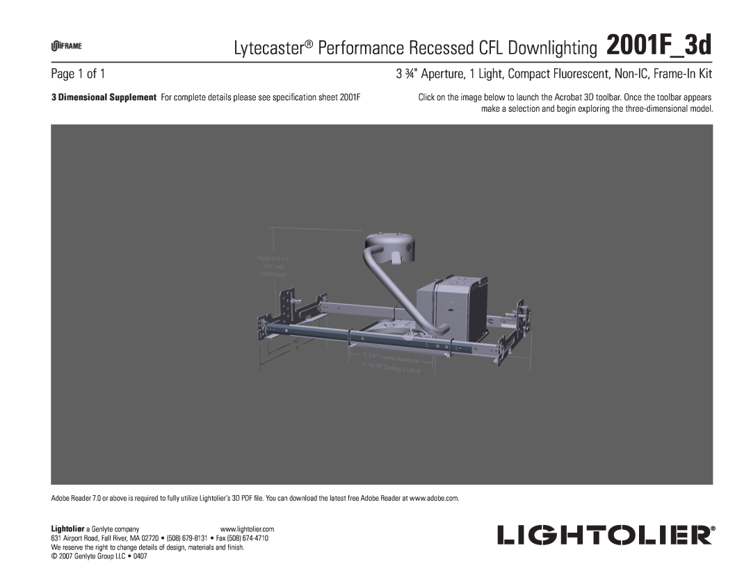 Lightolier 2001F_3d specifications Page of 