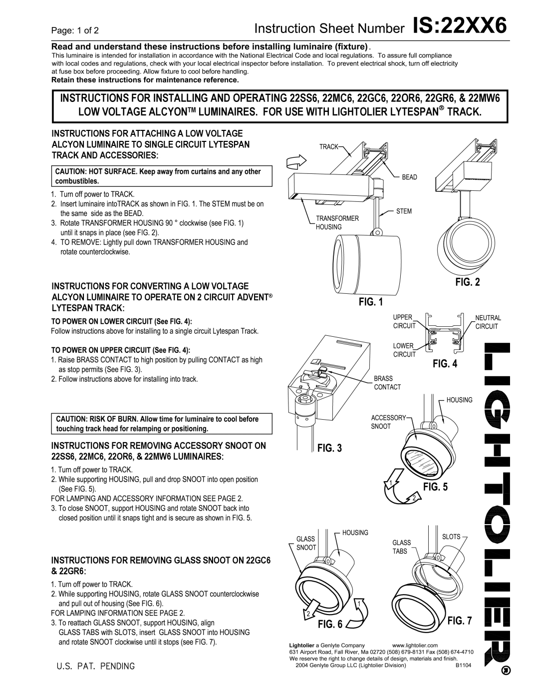 Lightolier 22XX6 manual 