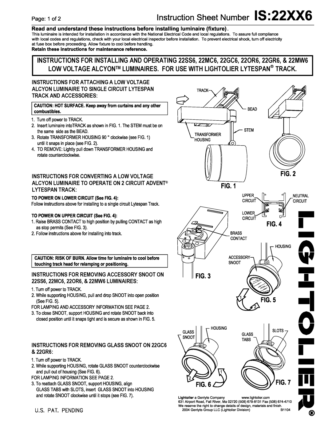 Lightolier 22XX6 manual Instructions For Attaching A Low Voltage 