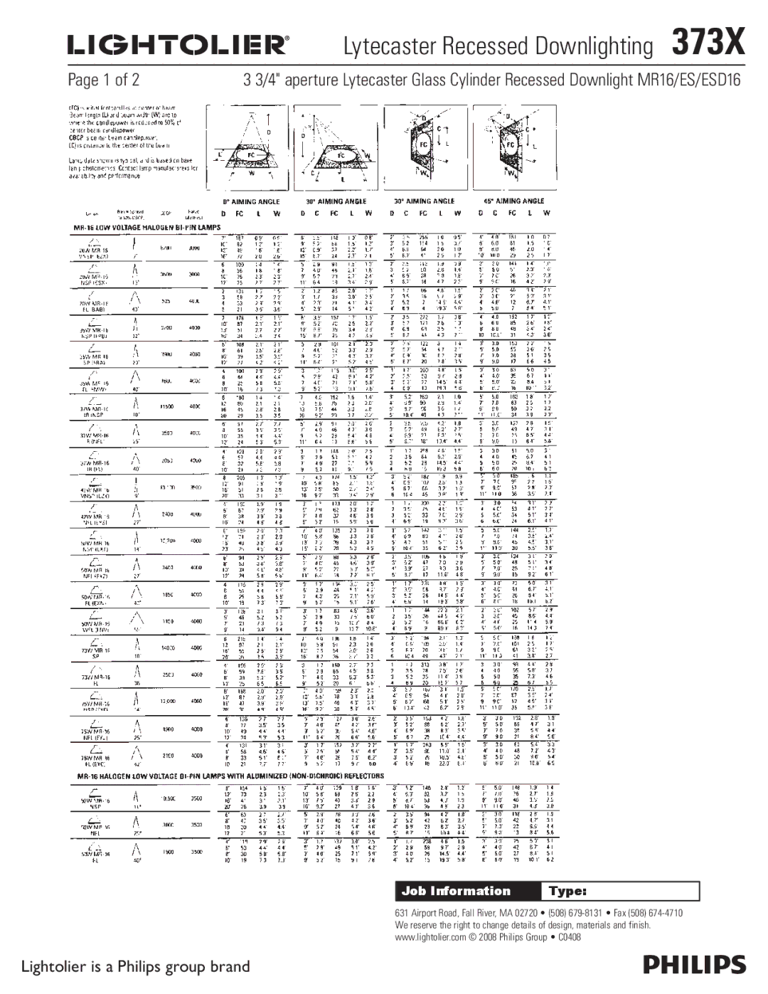 Lightolier 373X specifications Lytecaster Recessed Downlighting 