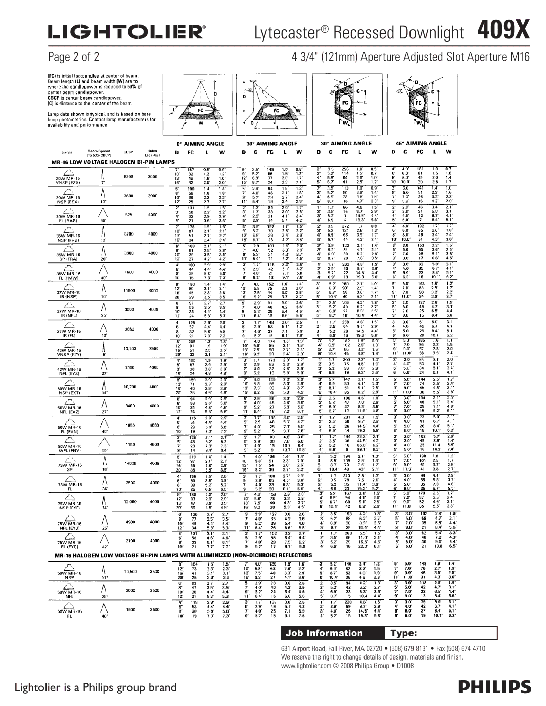 Lightolier 409X specifications Lytecaster Recessed Downlight 