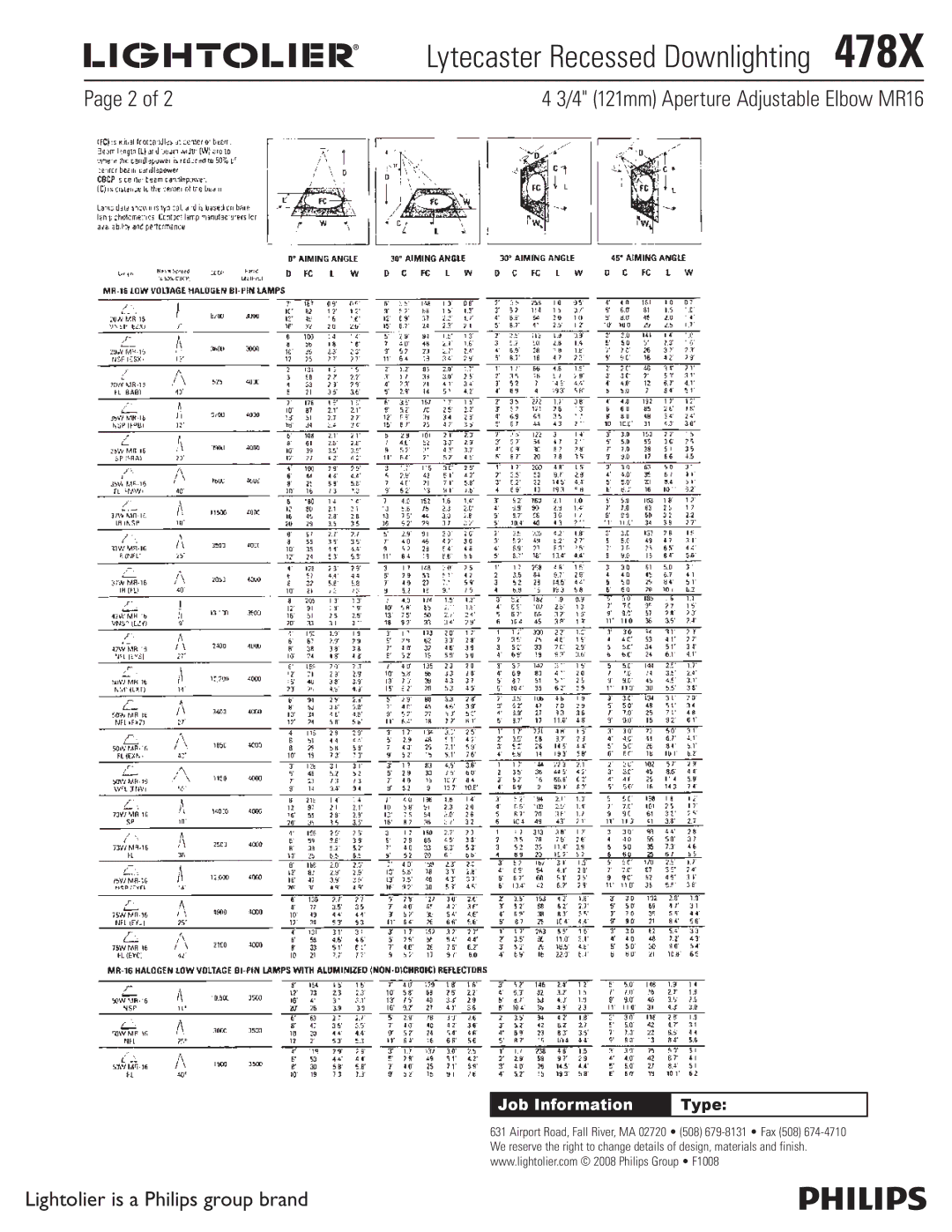 Lightolier 478X specifications Lytecaster Recessed Downlighting 