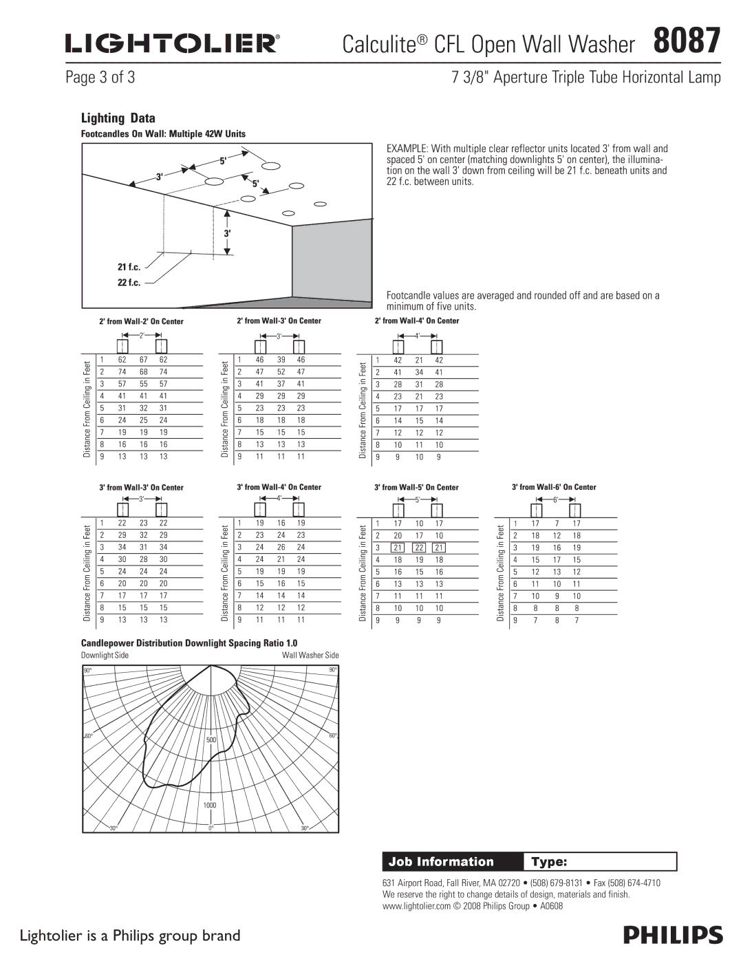 Lightolier 8087 specifications Calculite CFL Open Wall Washer 