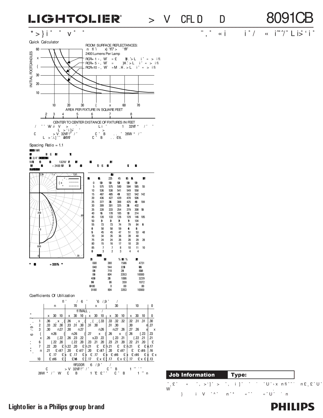 Lightolier specifications Calculite CFL Open Downlight 8091CB 