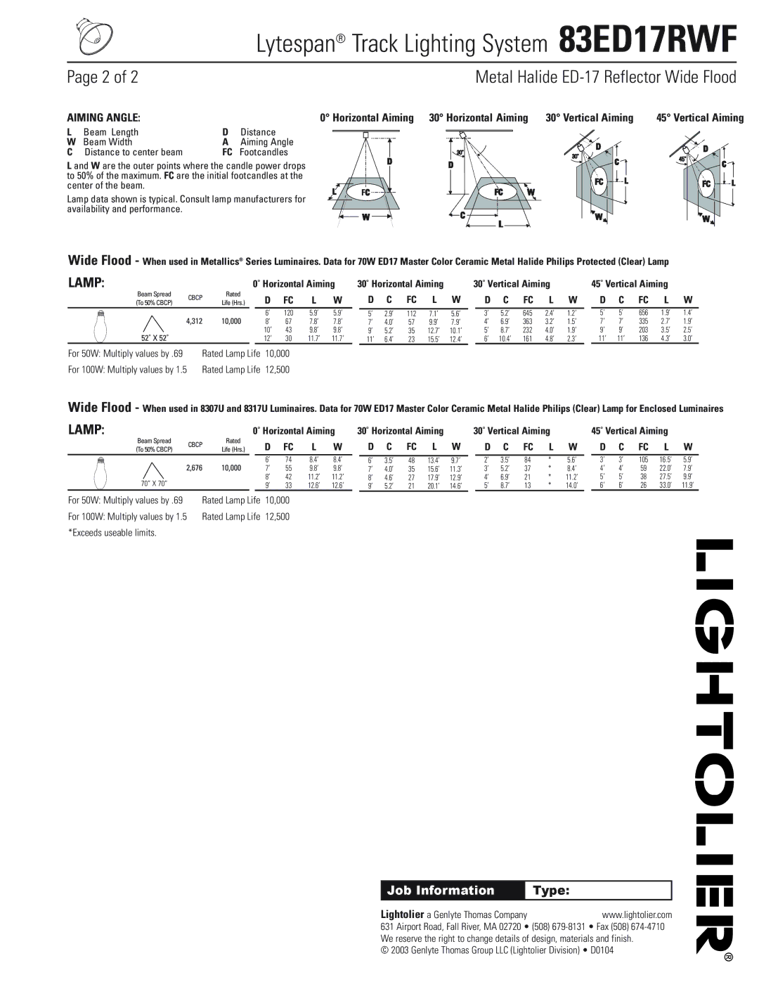 Lightolier manual Lytespan Track Lighting System 83ED17RWF 