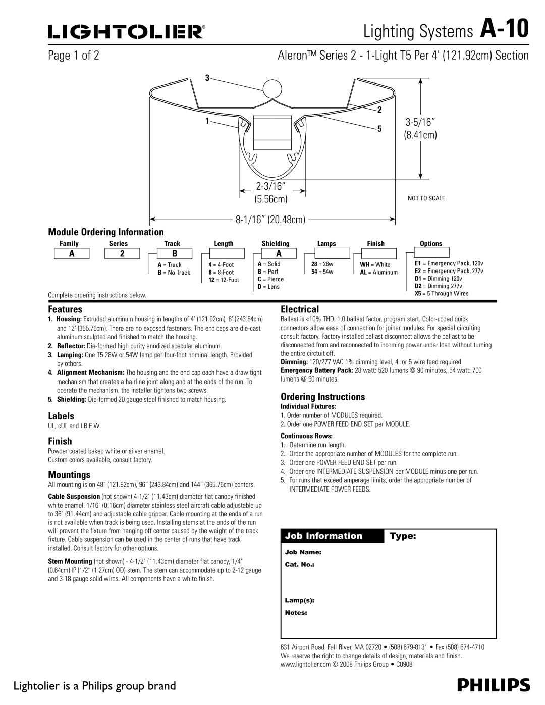 Lightolier A-10 manual Module Ordering Information, Features, Labels, Finish, Mountings, Electrical, Ordering Instructions 