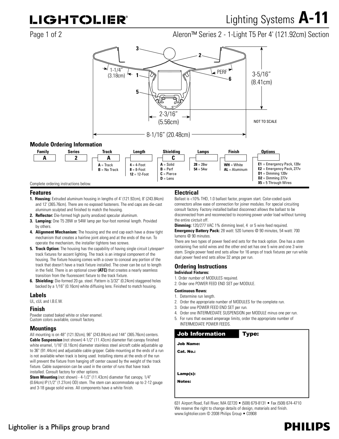 Lightolier A-11 manual Module Ordering Information, Features, Labels, Finish, Mountings, Electrical, Ordering Instructions 