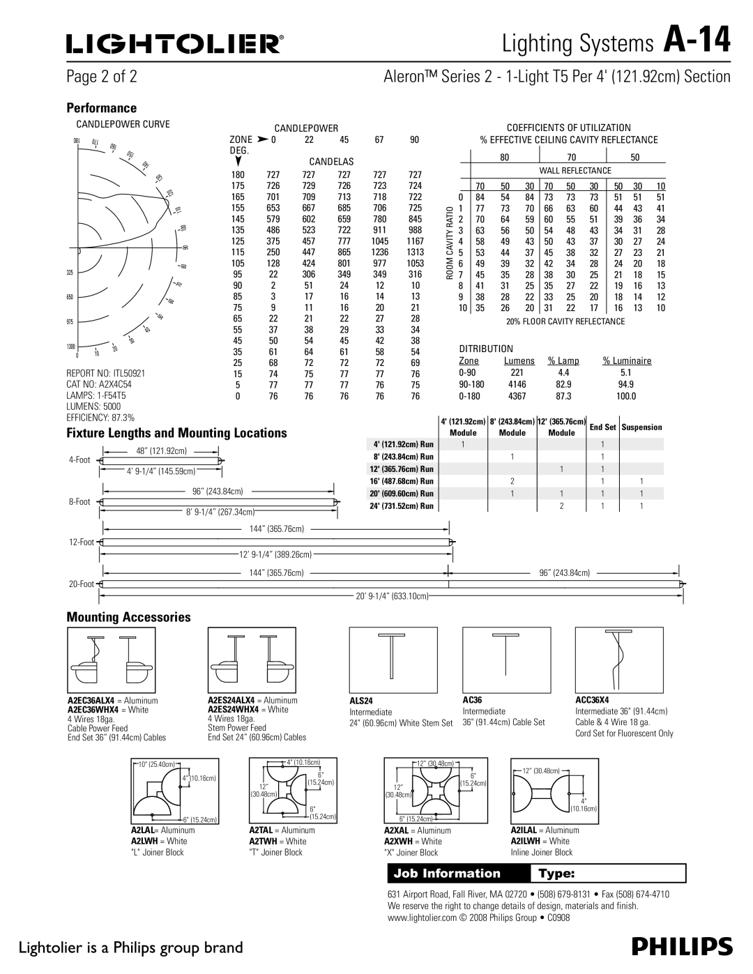 Lightolier A-14 manual Performance, Mounting Accessories 