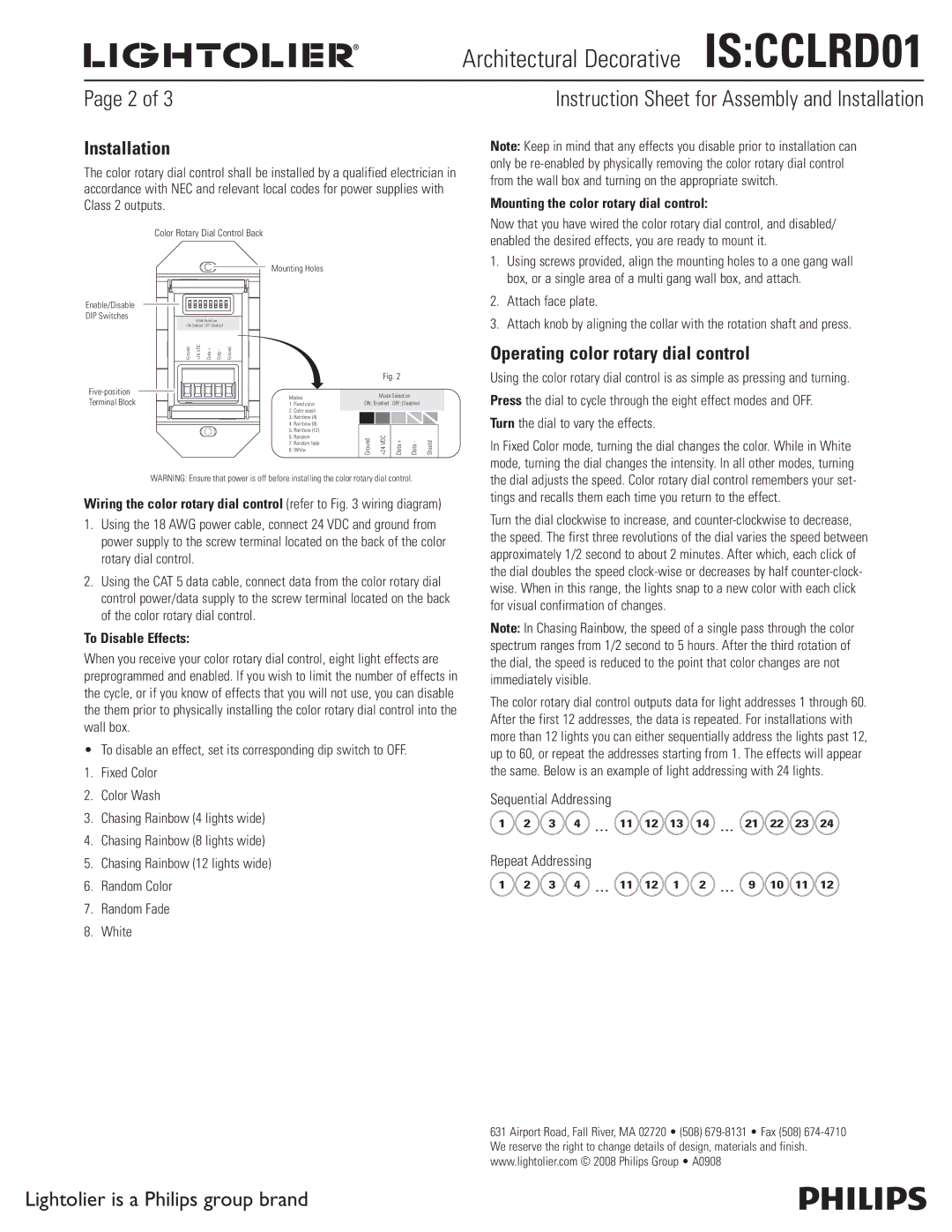 Lightolier instruction sheet Instruction Sheet for Assembly and Installation, Architectural Decorative ISCCLRD01 