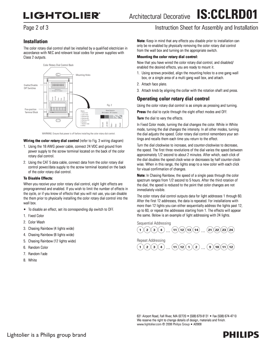 Lightolier Page 2 of, Instruction Sheet for Assembly and Installation, Architectural DecorativeIS CCLRD01 