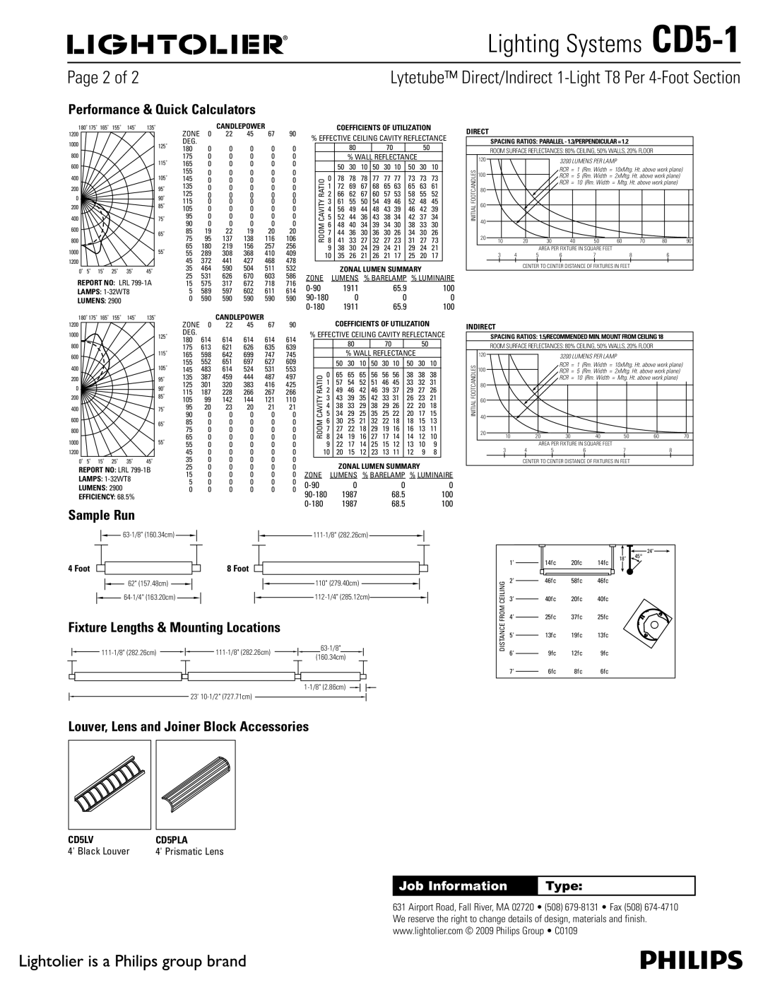 Lightolier CD5-1 brochure Performance & Quick Calculators, Sample Run, Fixture Lengths & Mounting Locations, Black Louver 