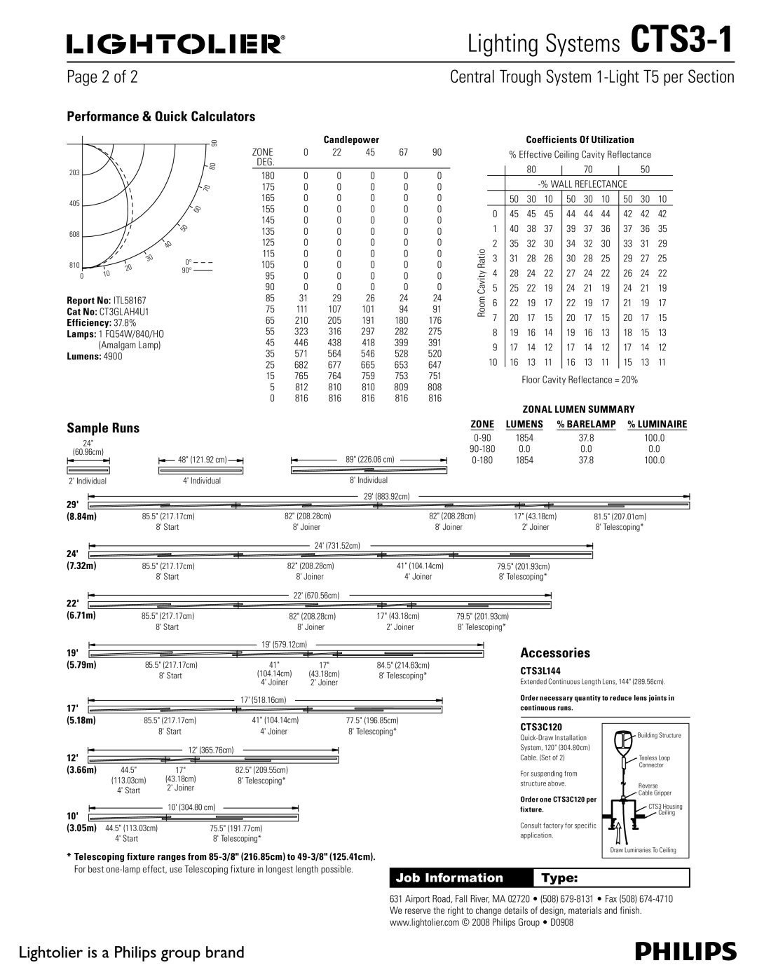 Lightolier CTS3-1 manual Performance & Quick Calculators, Accessories 