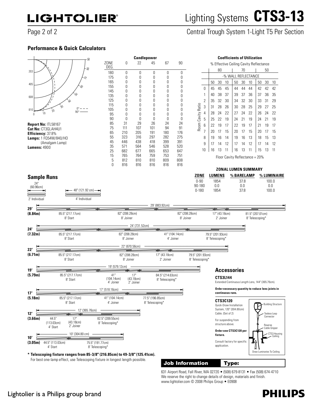 Lightolier CTS3-13 manual Performance & Quick Calculators, Accessories 