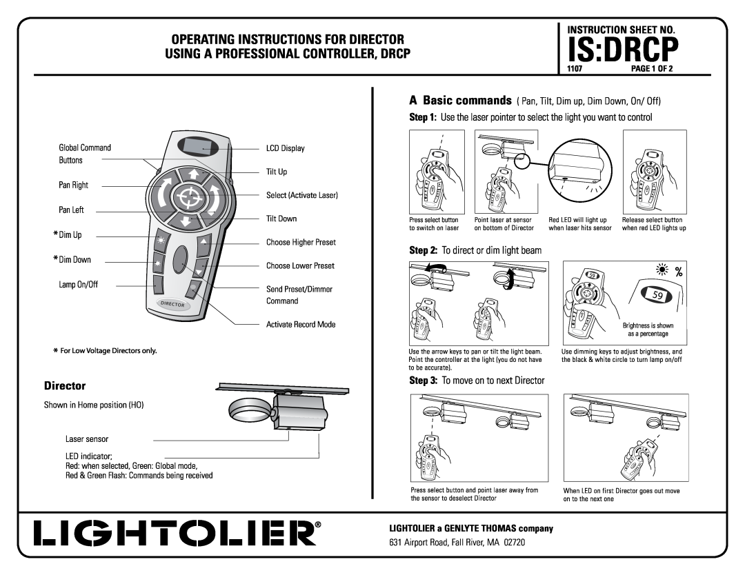 Lightolier DRCP operating instructions IS drcp, Instruction Sheet No, Lightolier a genlyte thomas company, page of, 1107 