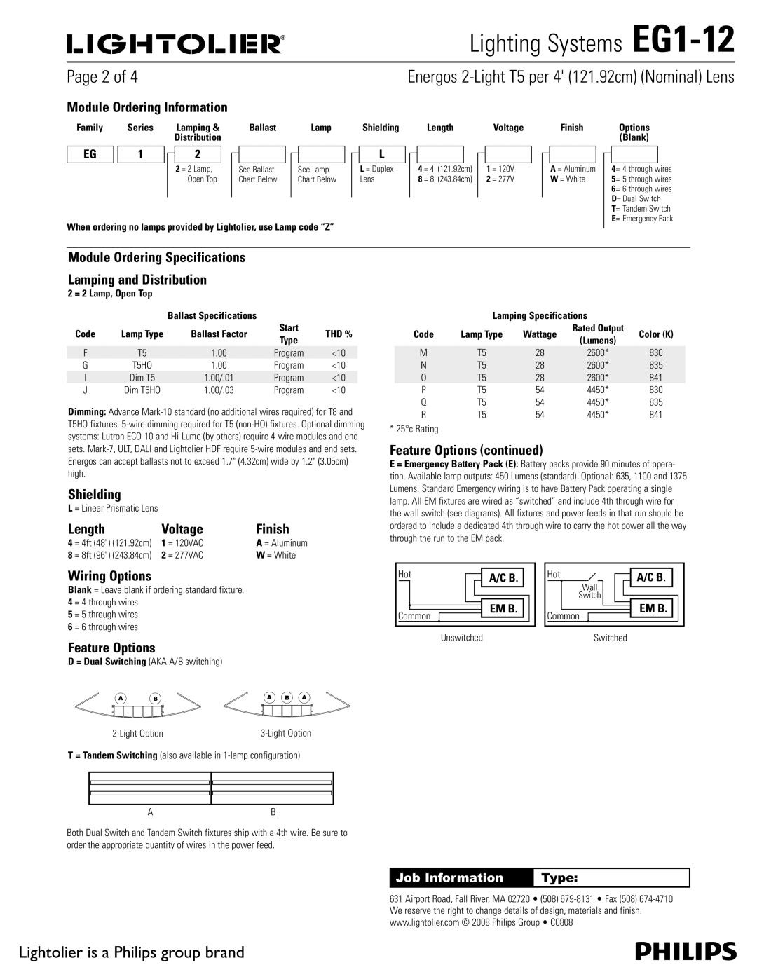 Lightolier EG1-12 Module Ordering Information, Module Ordering Specifications Lamping and Distribution, Shielding 