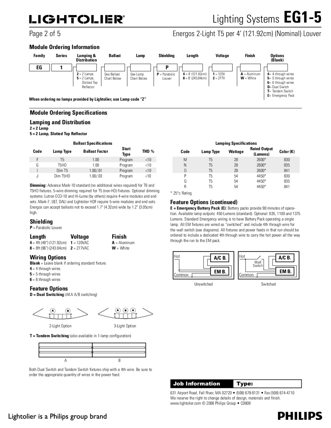 Lightolier EG1-5 Module Ordering Information, Module Ordering Specifications Lamping and Distribution, Shielding 