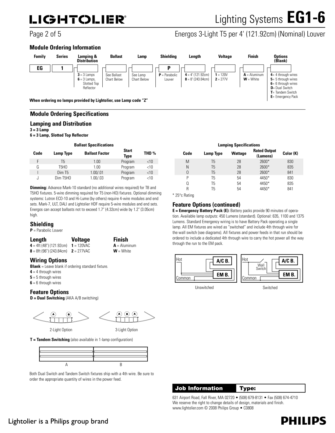 Lightolier EG1-6 Module Ordering Information, Module Ordering Specifications Lamping and Distribution, Shielding 