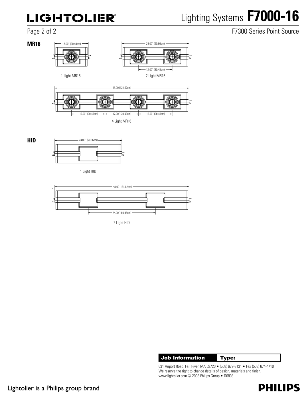 Lightolier F7000-16 manual 4FSJFT1PJOU4PVSDF, MR16, Hid 