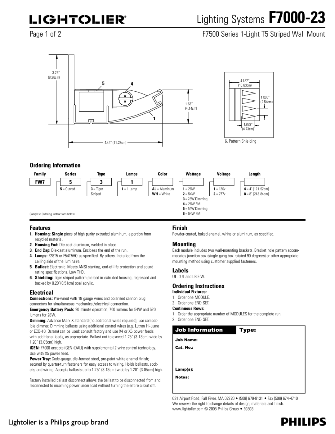 Lightolier F7000-23 specifications 1BHFPG 