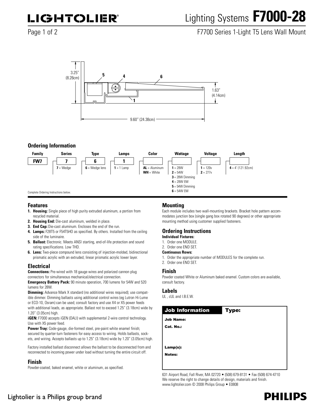 Lightolier F7000-28 specifications 1BHFPG 